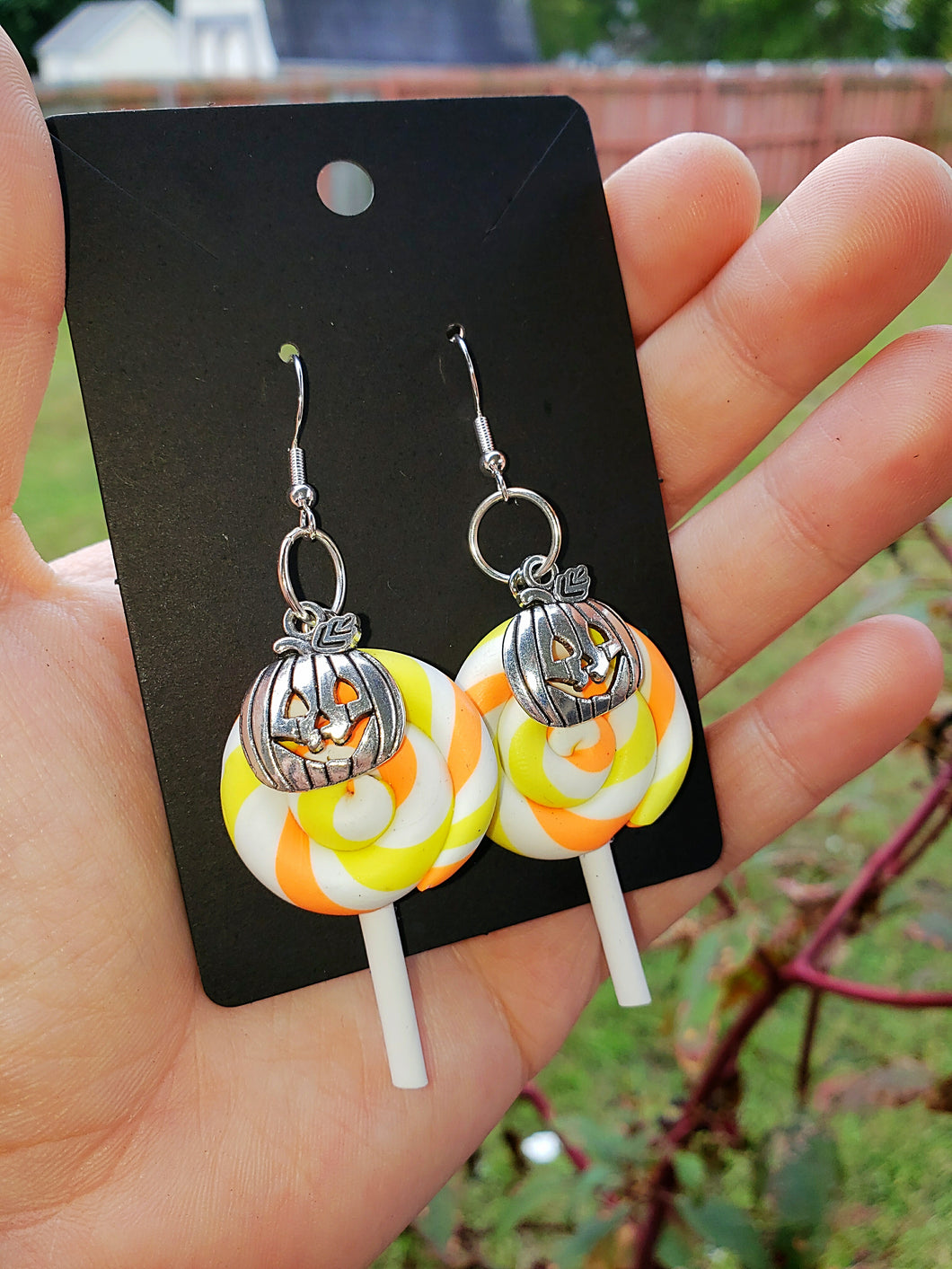 Pumpkin Candy Corn Lolly Earings🎃